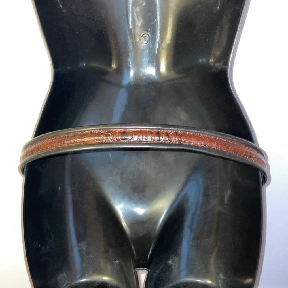 Brighton Leather Black with Brown Inlay design Reptile  size 36